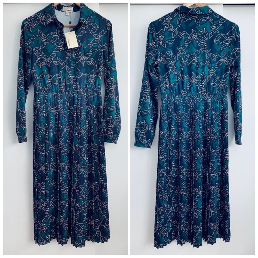 Anthropologie Pleaded Skirt Long Sleeve Floral
Print Dress Size S The Korner